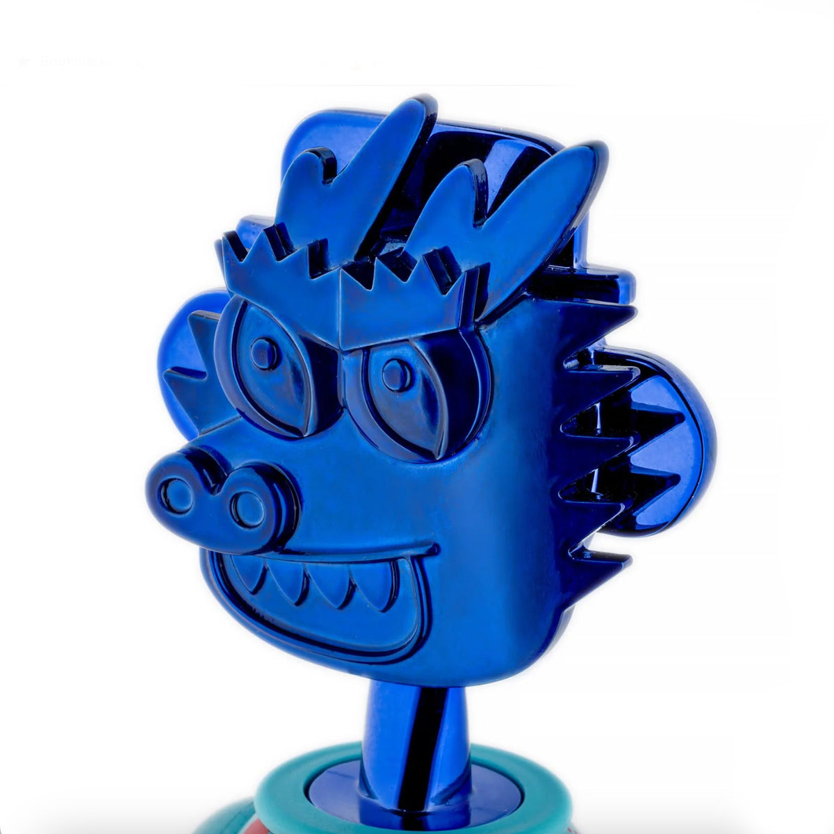 Detail of the blue metallic head of the Alessandro M corkscrew, sandro series