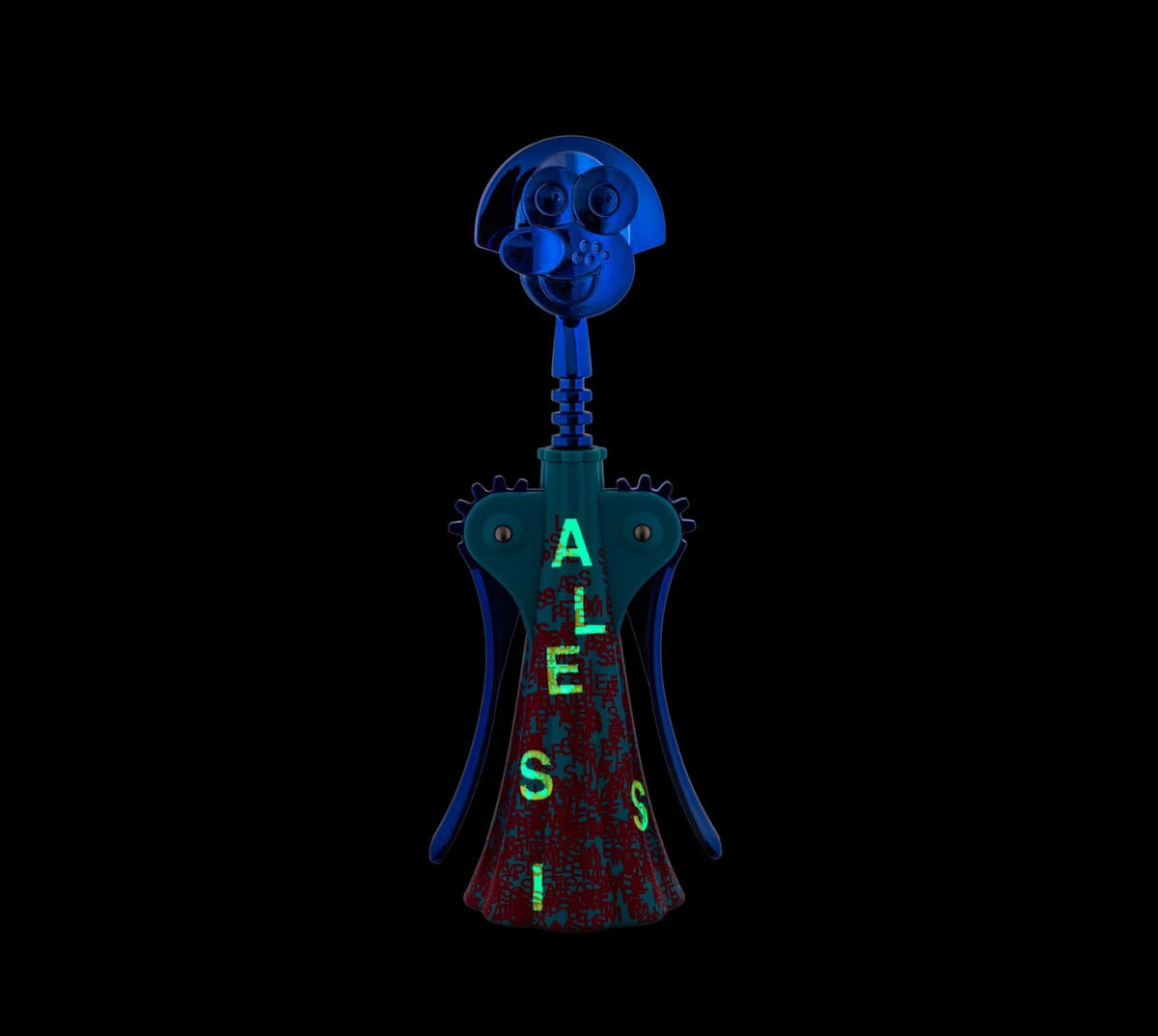 Alessi Anna corkscrew glowing in the dark, blue finish