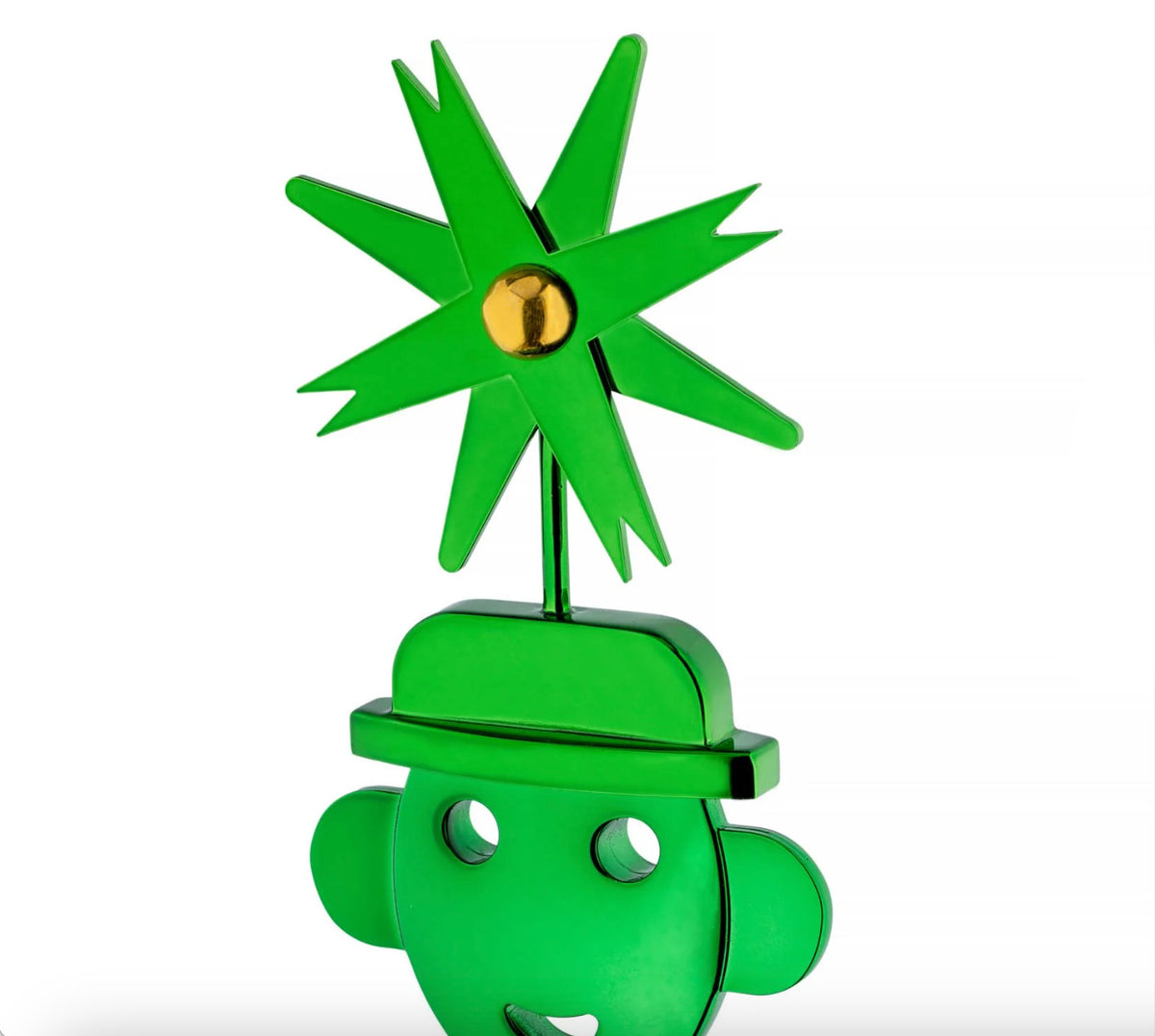 Detail of the green headdress on the Alessandro M. corkscrew