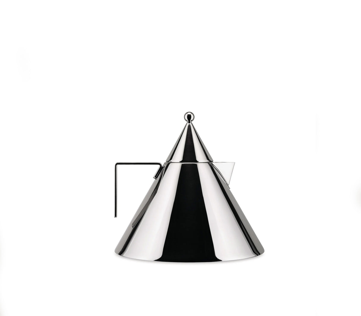 Alessi Il Conico waterketel, Aldo Rossi, kegelvorm in glanzend RVS