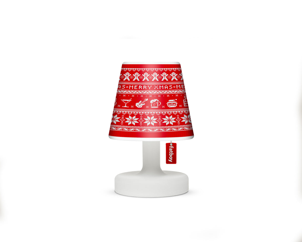 Fatboy Edison Petit, tafellamp met rode cappie in kerstsweater-motief