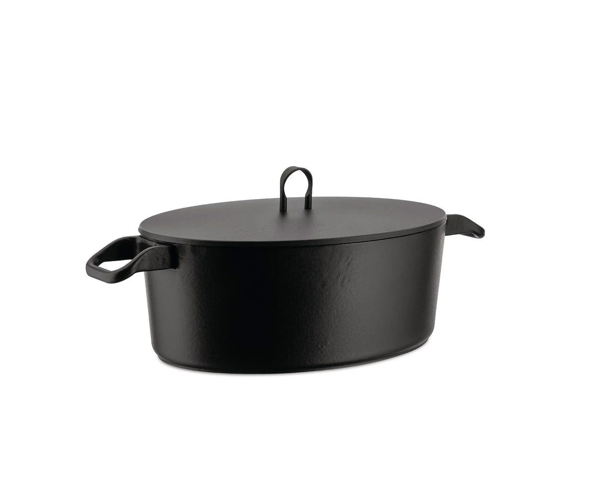 Alessi La Cintura di Orione ovale pan met deksel, zwart gietijzer, Richard Sapper