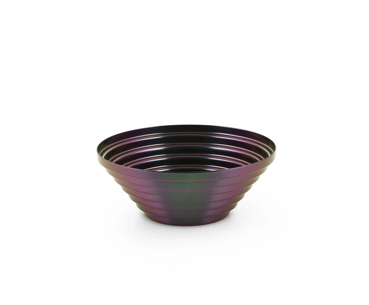 Alessi Maya 20 schaal met getrapte rand, iriserend paars met groene zweem