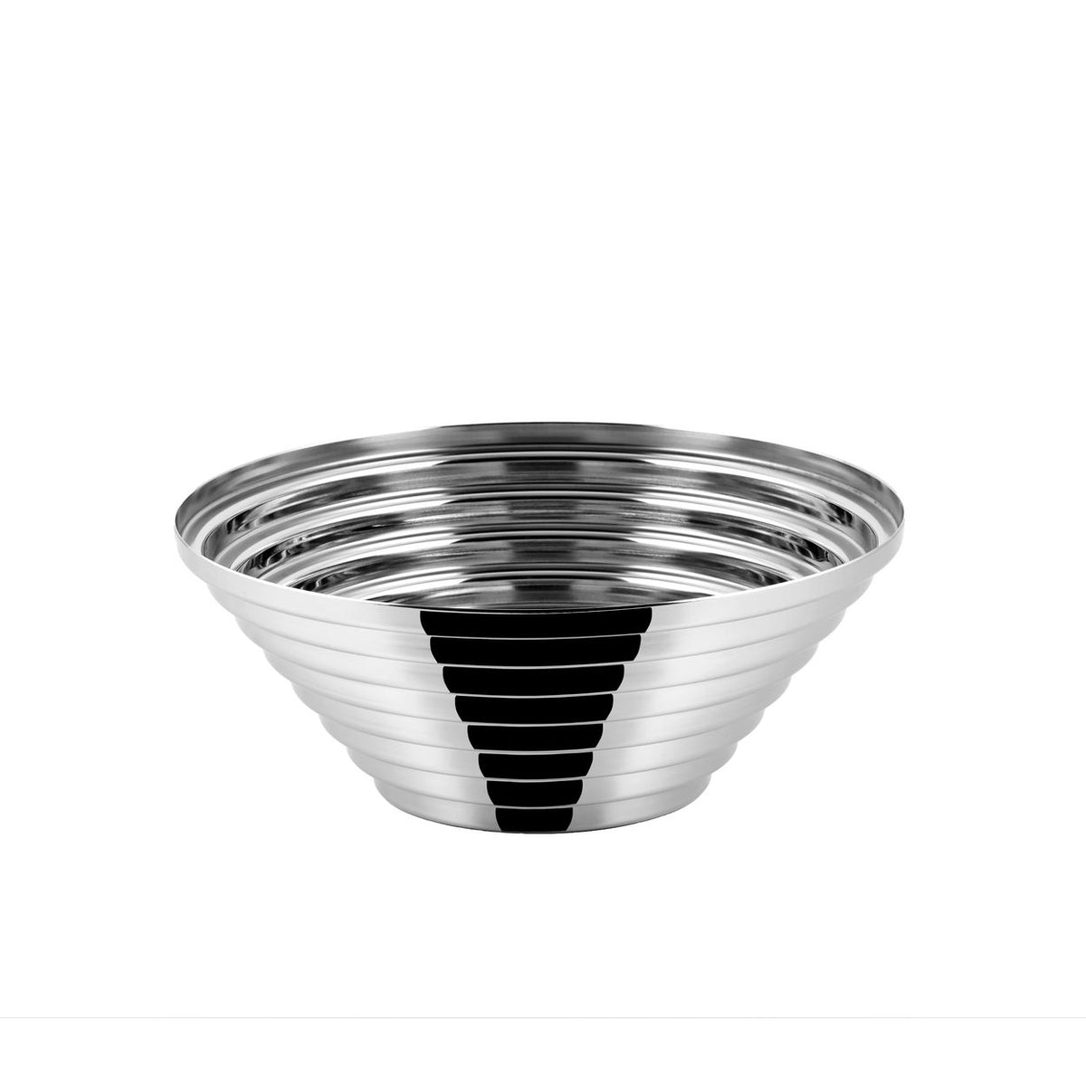 Alessi Maya schaal in rvs met getrapte, gelaagde rand, ontwerp Giulio Confalonieri