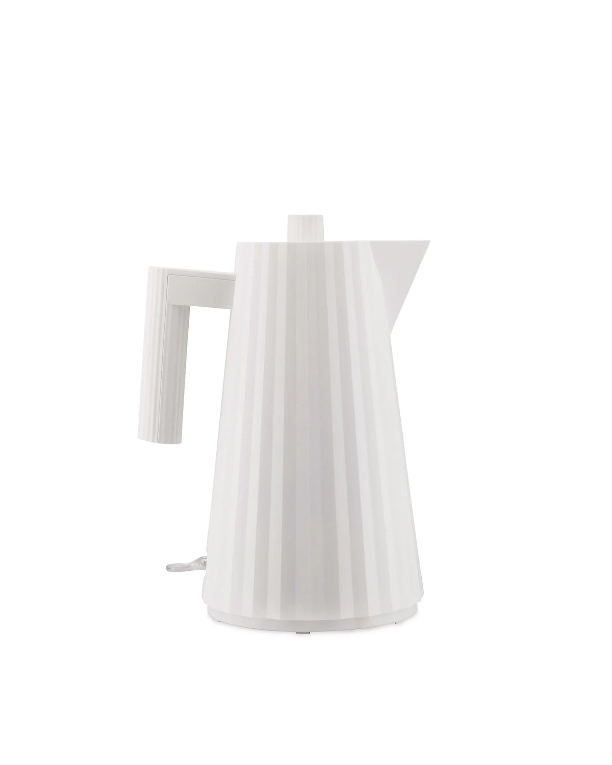 Alessi plissé waterkoker 1,7 liter in wit, met geplisseerd oppervlak, zijaanzicht