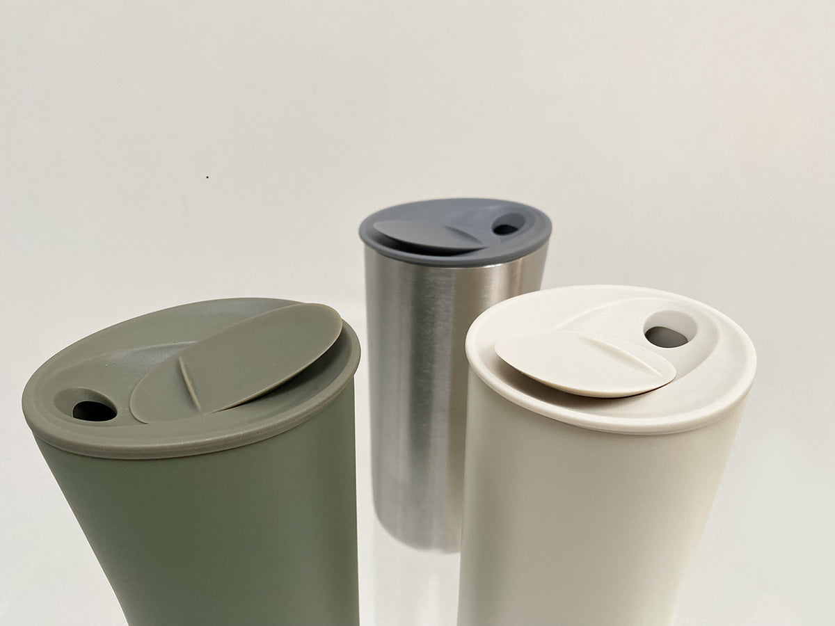 Buri thermosbekers met deksel in groen, staal en creme