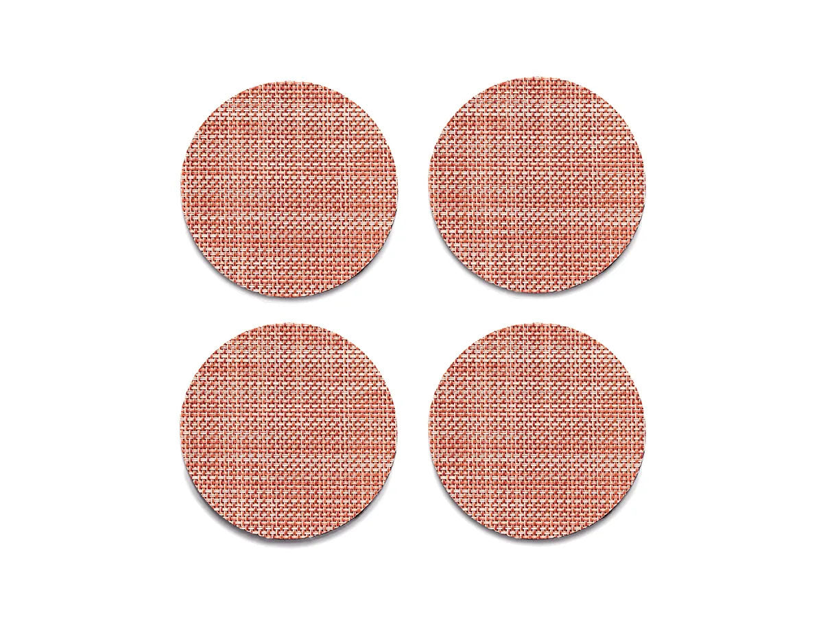 Set of 4 beautiful terracotta coasters, Mini Basketweave series, detail of weave pattern