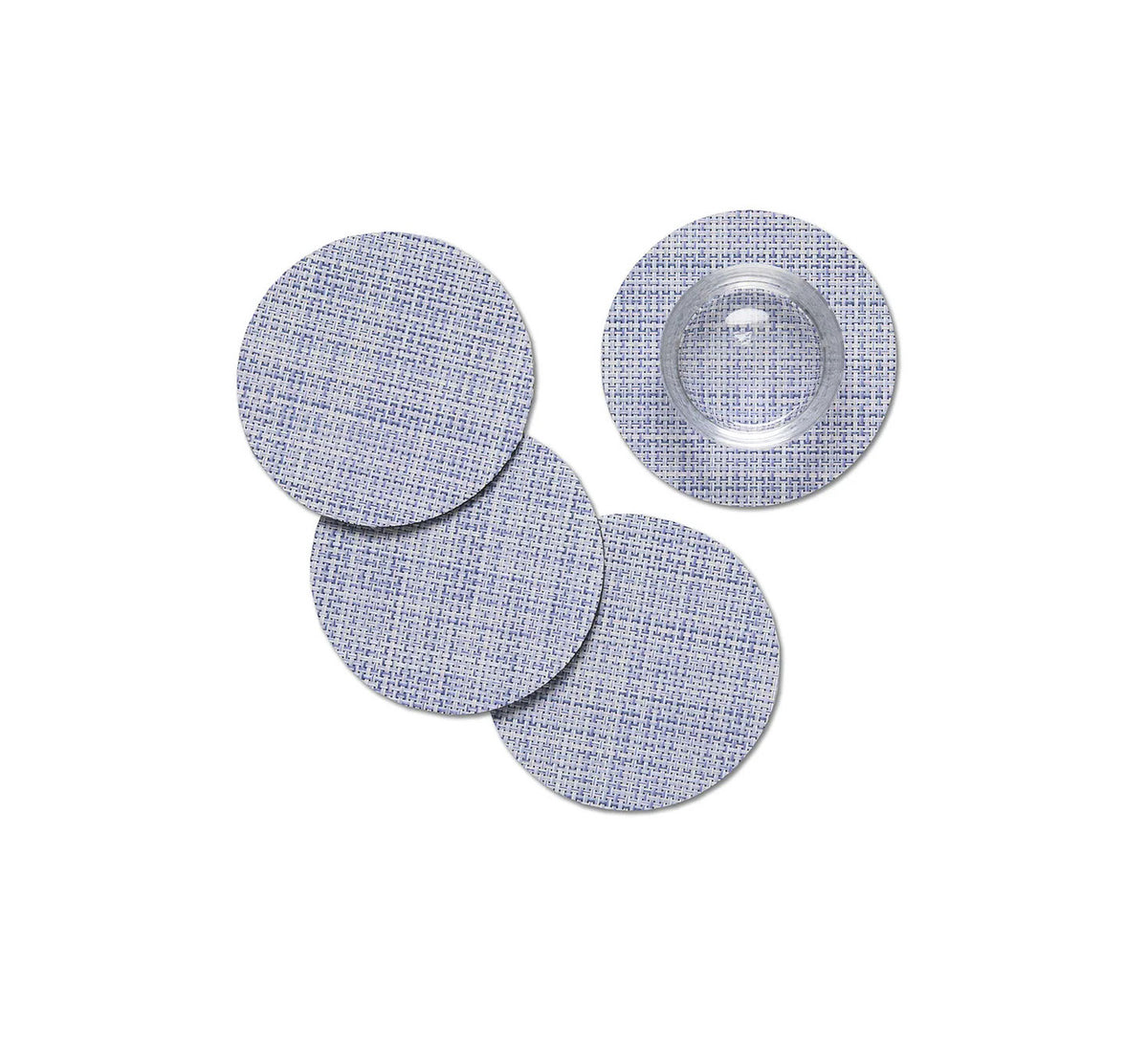 Set van vier mooie onderzetters, ontwerp Sandy Chilewich, serie Mini Basketweave, blauw-paars