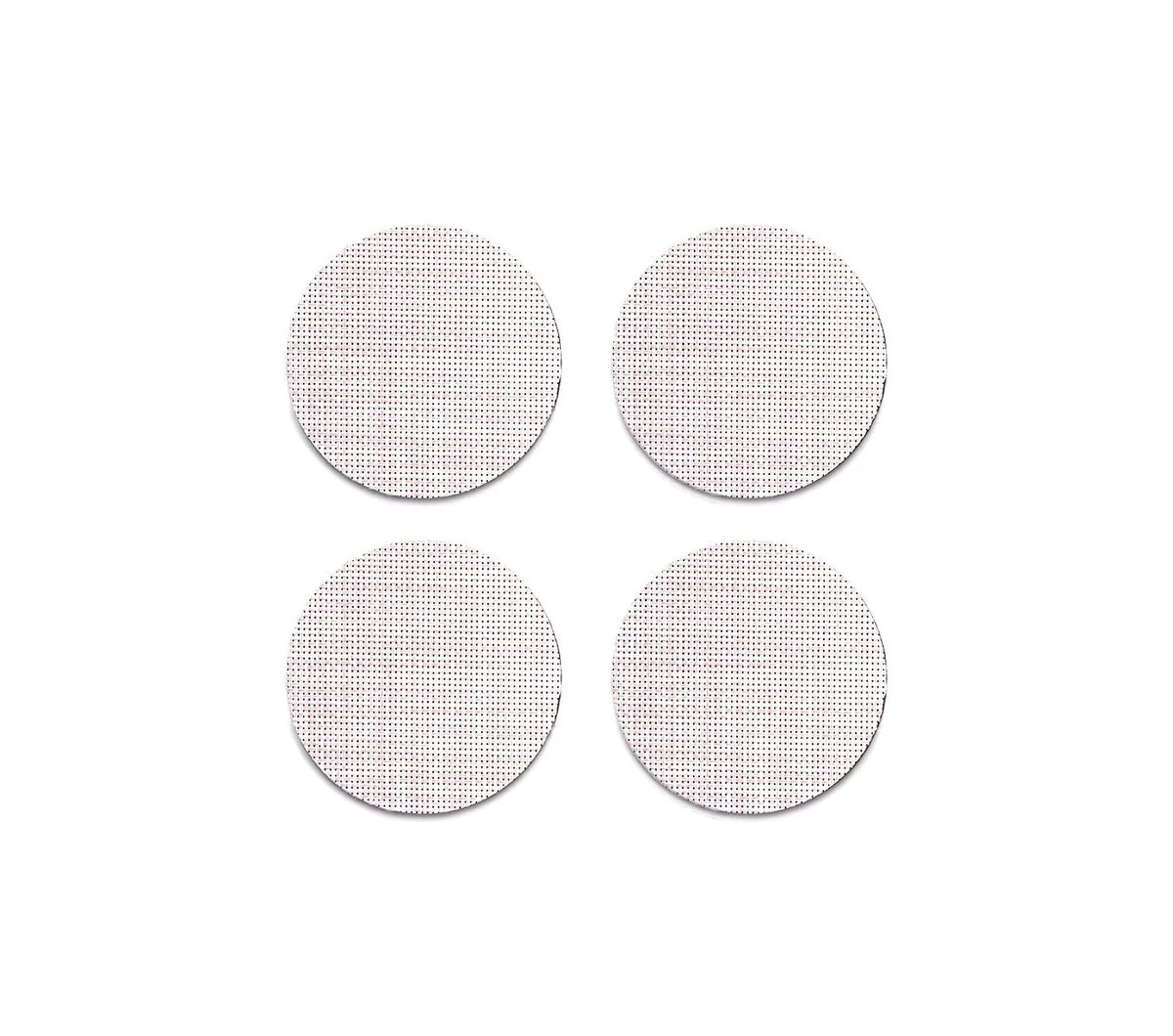 Vier ronde onderzetters uit de serie Mini Basketweave, kleur blush, bovenaanzicht.