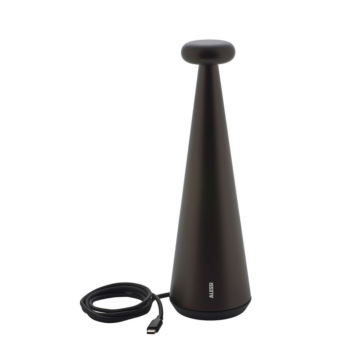 Bedin lamp in brown with charging cable at base