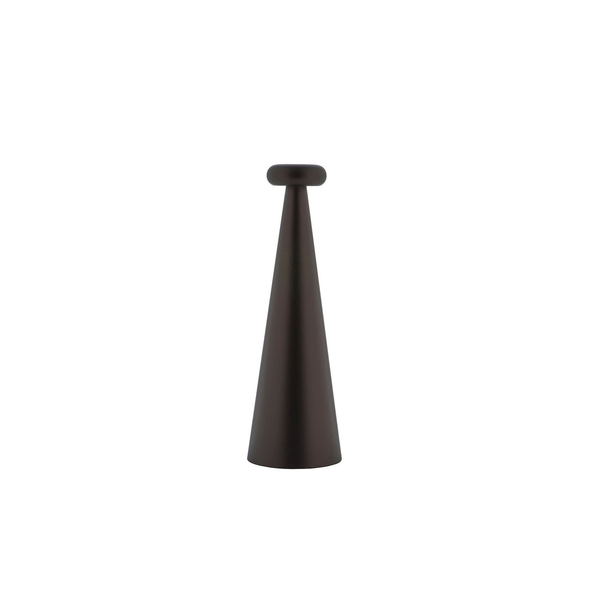 Alessi Bedin oplaadbare lamp in bruin, kegelvormige voet met draaibare kop