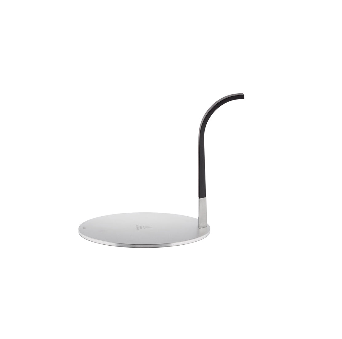 Alessi Little Helper inductie-adapter, zijaanzicht met stalen bodem en greep.