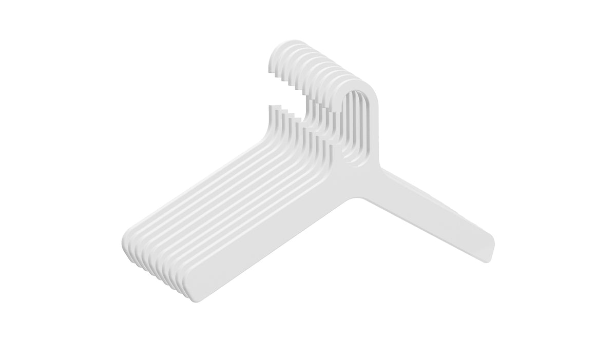 Grado kledinghangers, set van 10, wit mat melamine