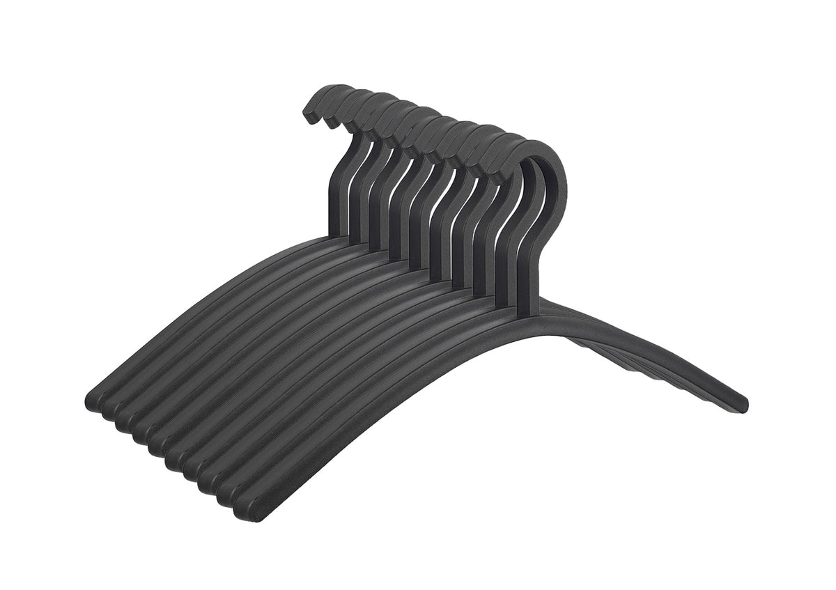 Alessi Carree kledinghangers, set van 10, zwart kunststof