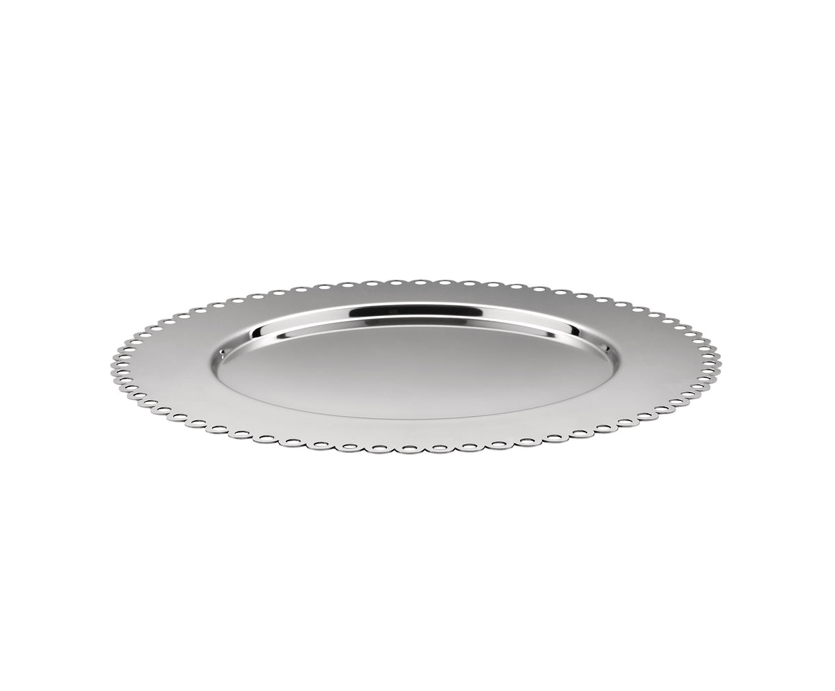 Alessi onderbord in rvs met geperforeerde rand, uit de serie Il Tornitore Matto