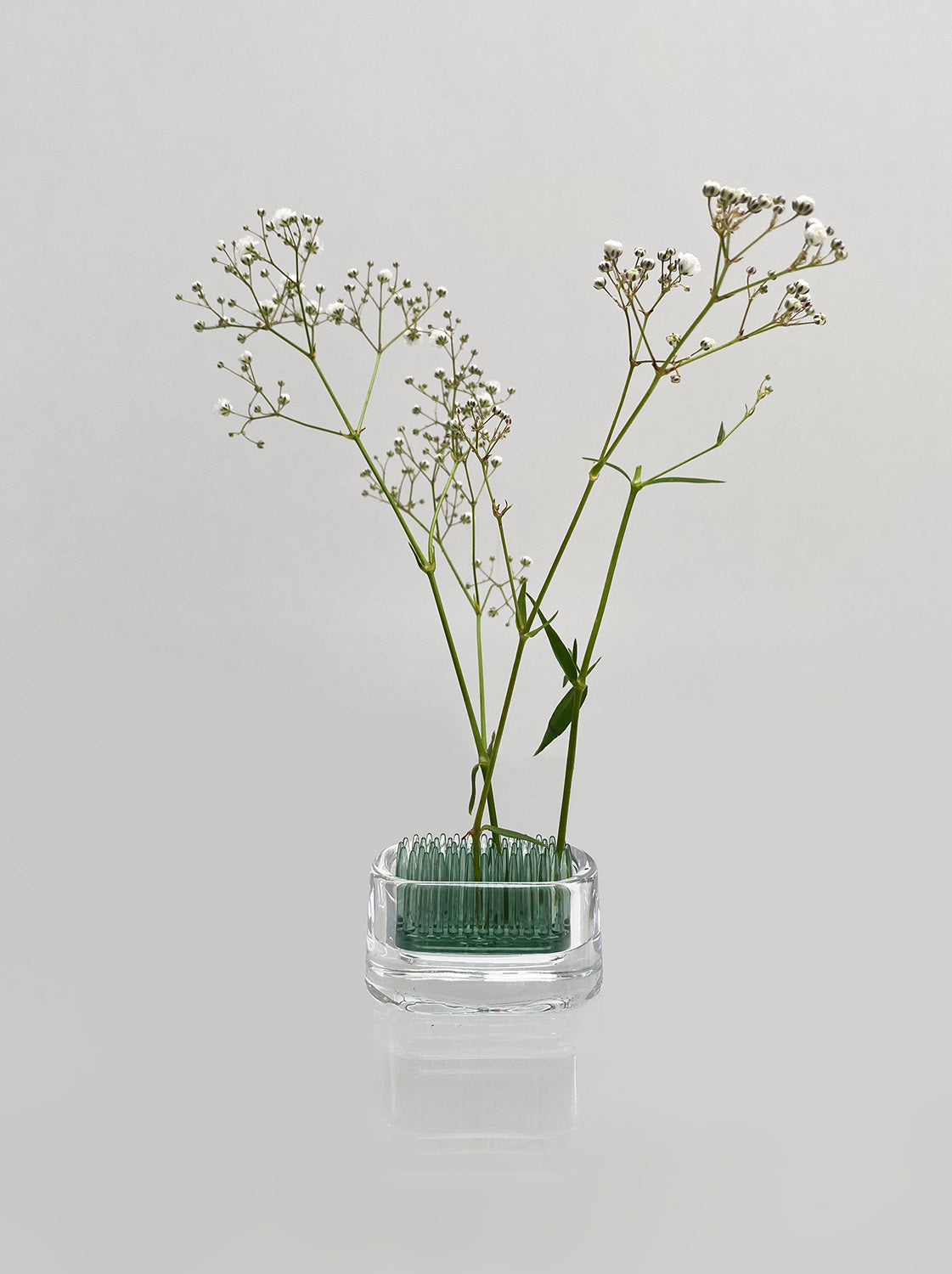 Michi-Kusa Ovaal Groen, kleine ovale glazen vaas met gipskruid