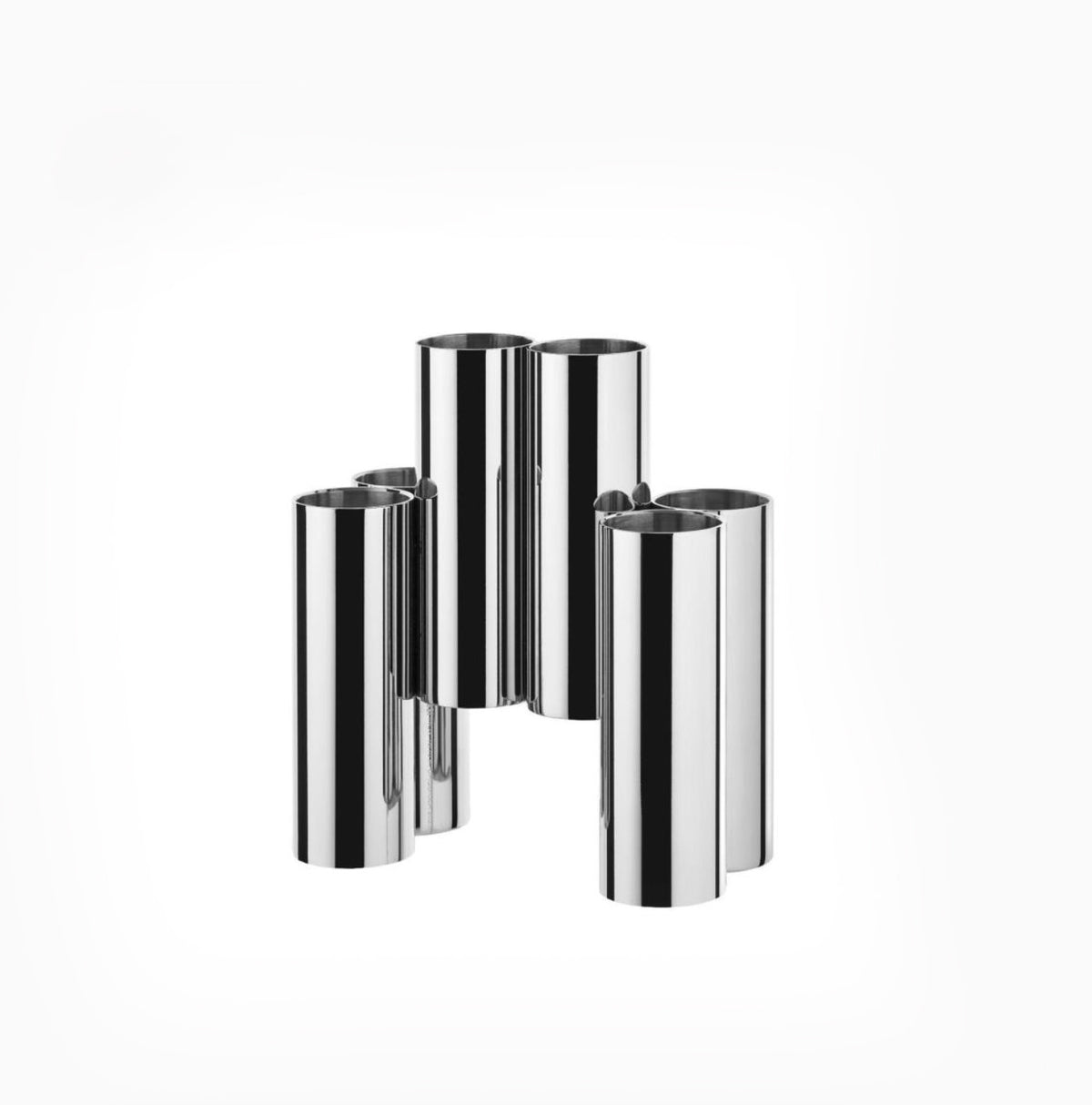 Alessi Canale bestekhouder, ontwerp Patricia Urquiola, zes cilindervormige vakken