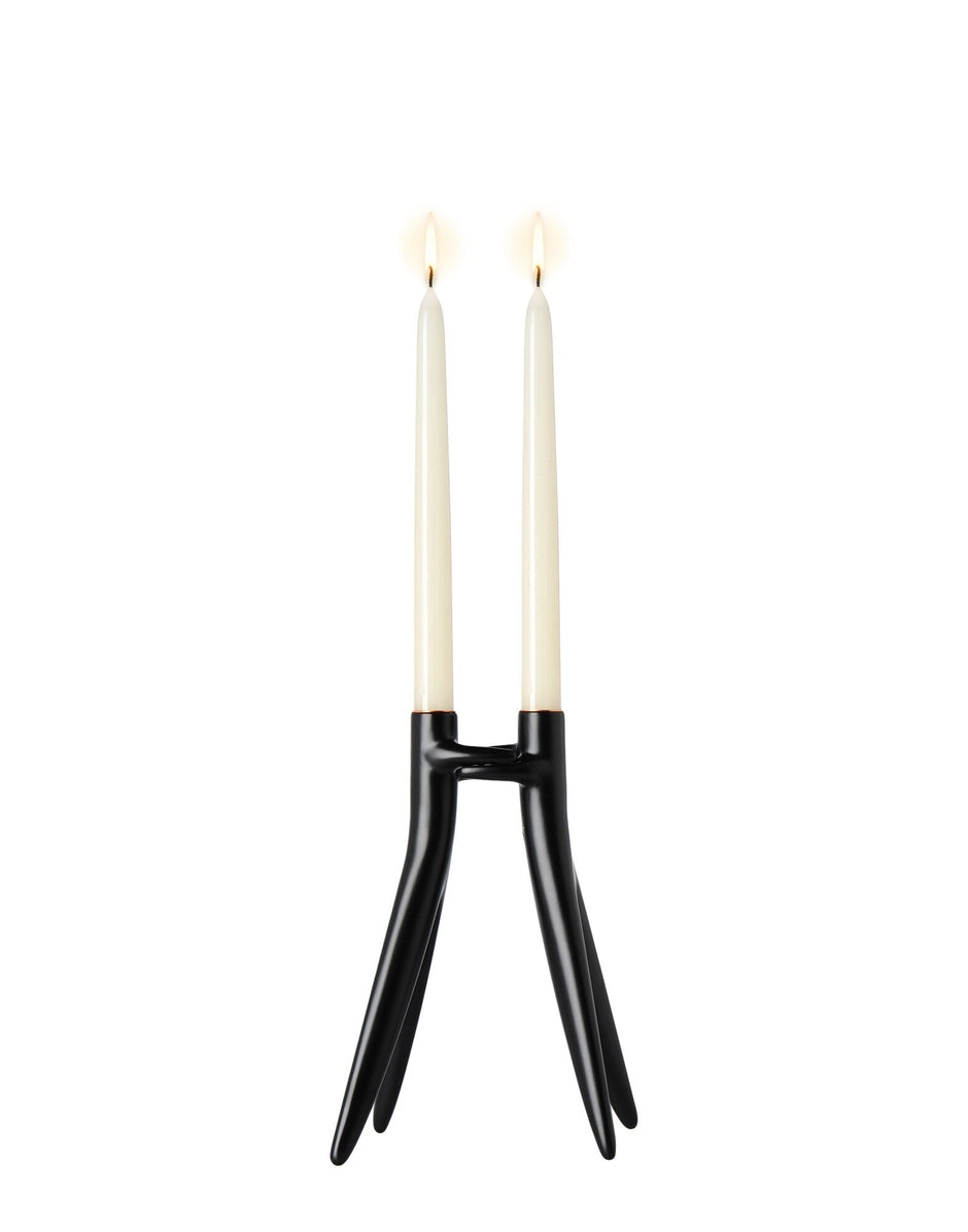 Kartell Abbracciaio kandelaar voor twee kaarsen, zwart, ontwerp Starck