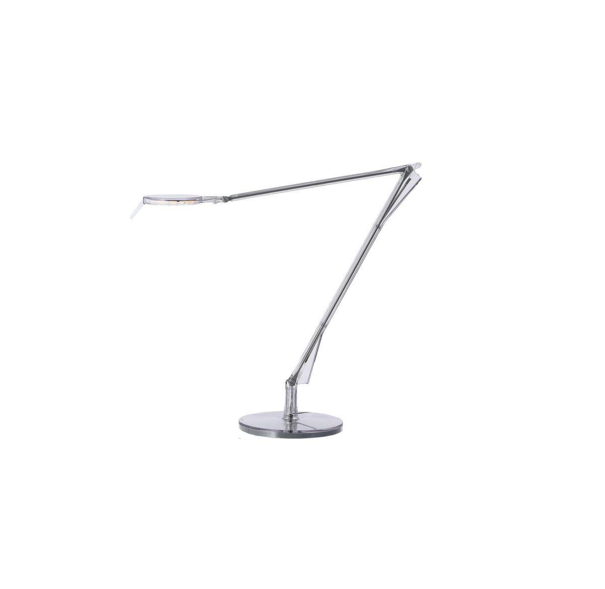 Aledin Tec bureaulamp van Kartell, transparant met verstelbare kop, vooraanzicht
