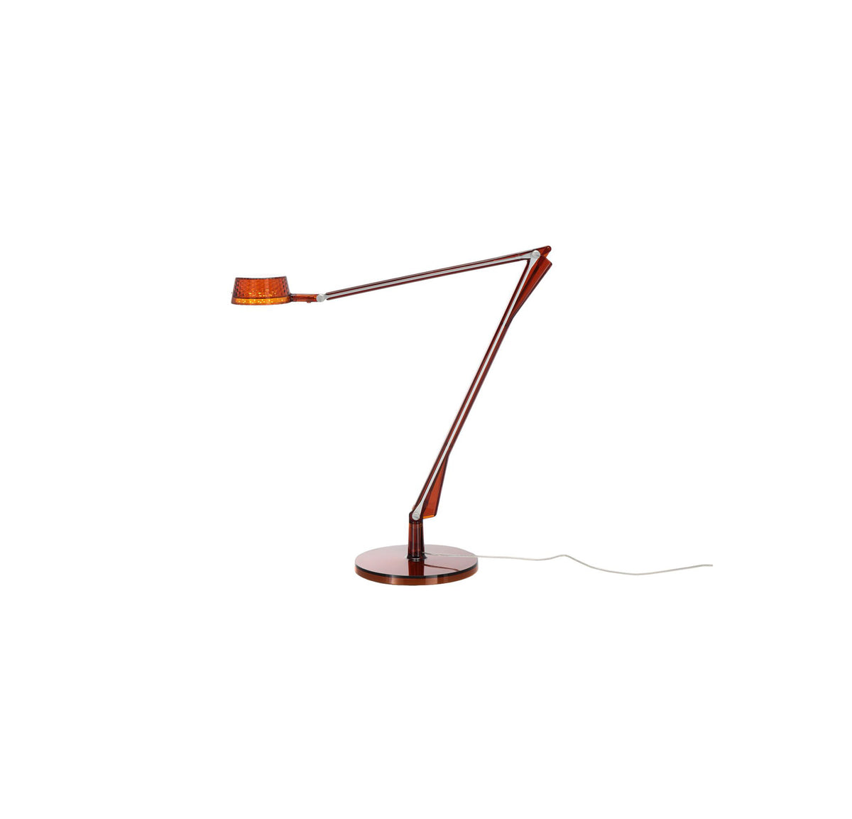 Aledin Dec bureaulamp van kartell, ontwerp Alberto Meda, amberkleurig polycarbonaat.
