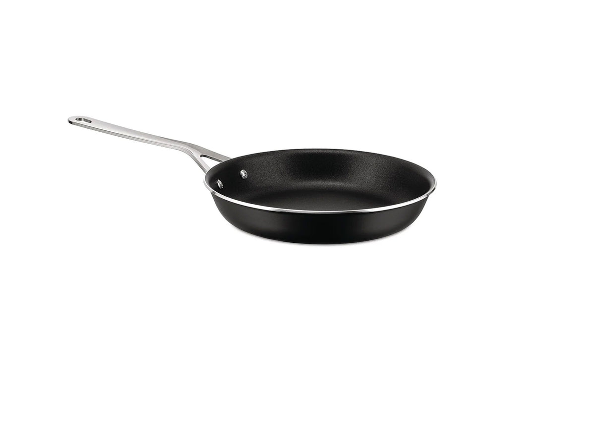 Alessi koekenpan 32 cm, zwart met roestvrijstalen handgreep, ontwerp Jasper Morrison