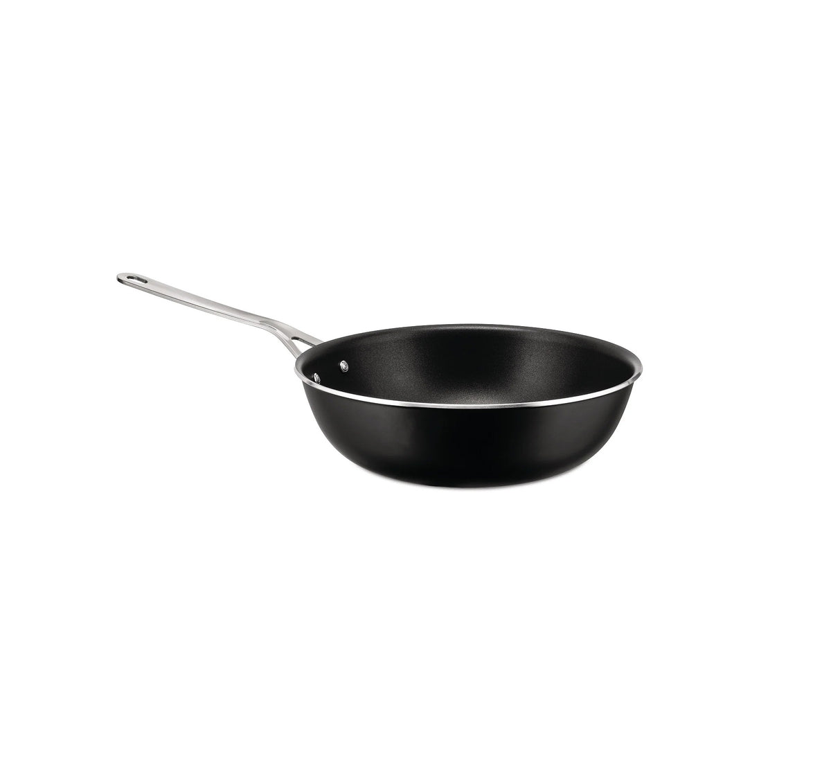 Alessi hapjespan met keramische bodem, 28 cm, met roestvrijstalen handgreep