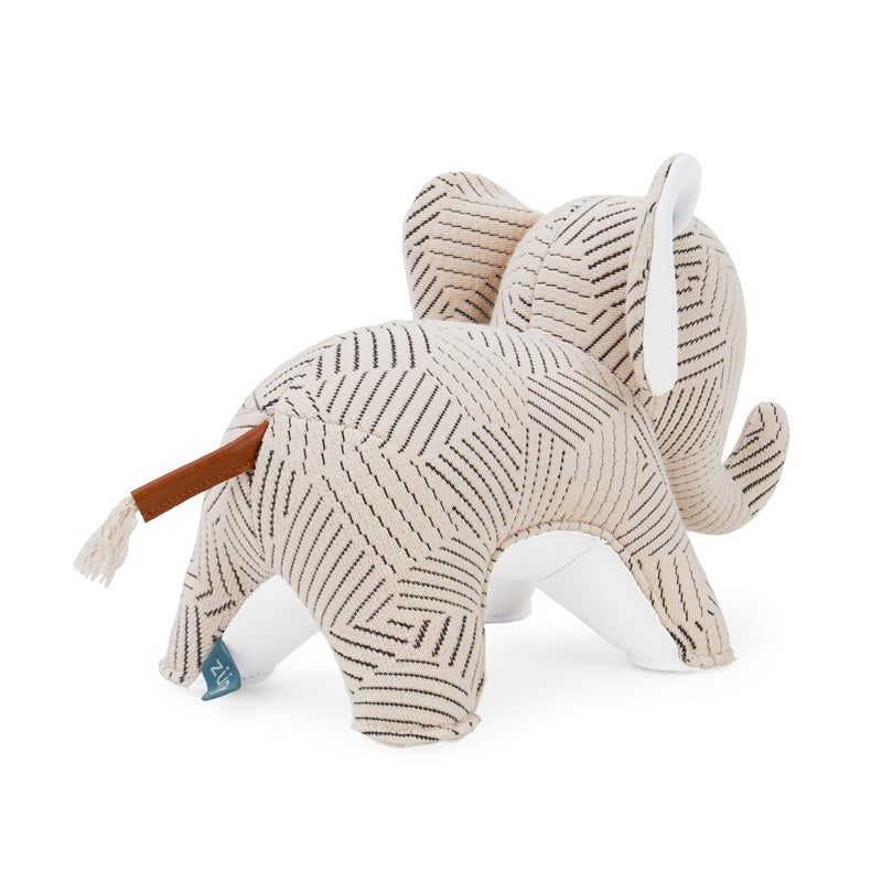 Zuny bookend elephant white, back view with trunk and tail