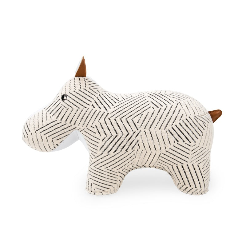 Zuny hippo bookend in white, side view