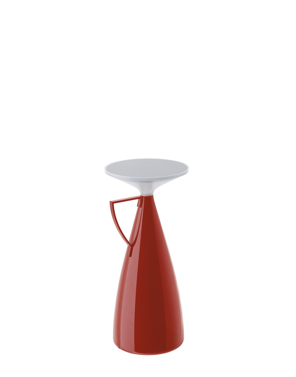 Camomille table lamp in Bordeaux with light on, front view