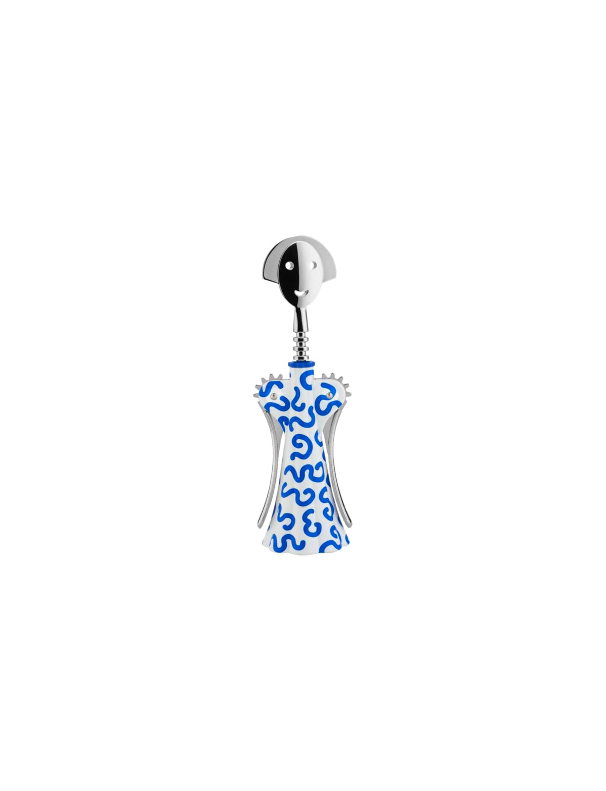 Alessi Anna Delft kurkentrekker, speciale editie met blauw-wit Delfts motief