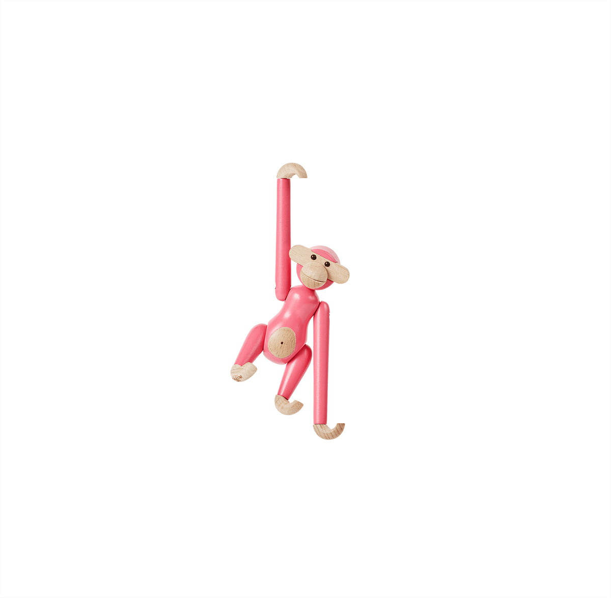 Alessi aapje van Kaj Bohesen, roze beukenhout, hangend model