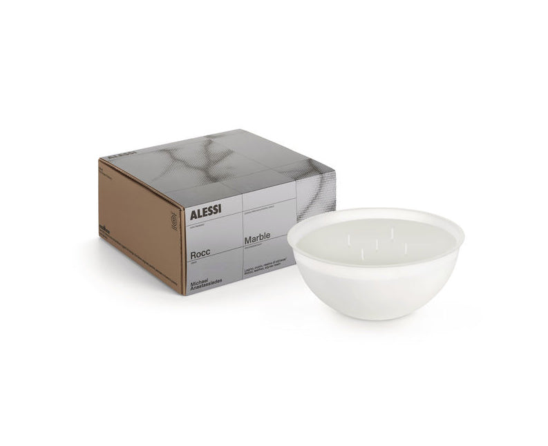 Losse geurkaars Alessi Rocc Marble L, wit, met verpakking