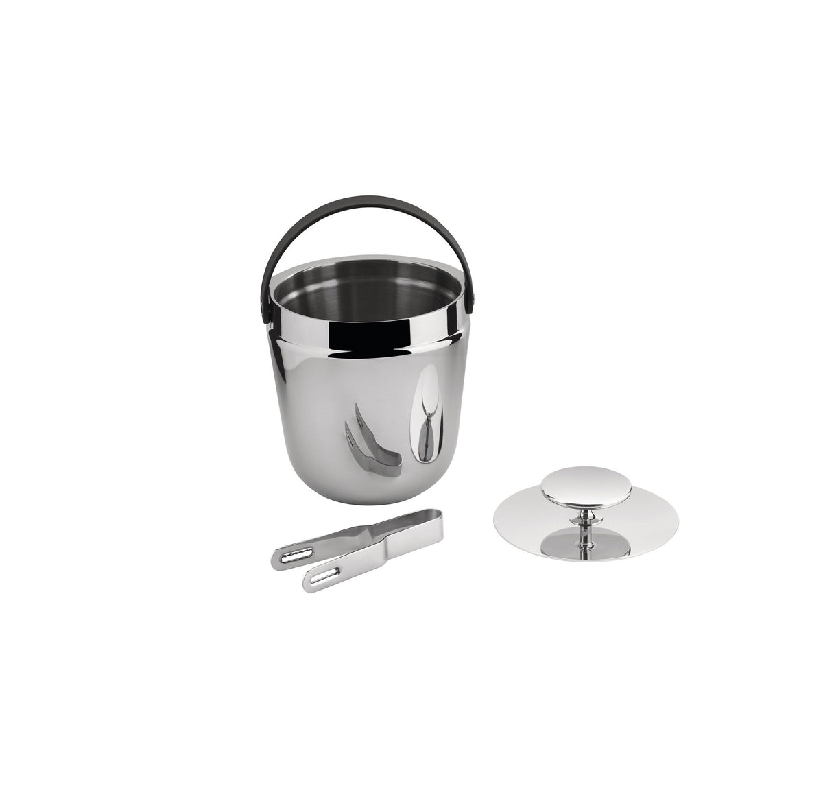 Alessi Tending Box ijsemmer met los deksel en ijstang, gepolijst staal