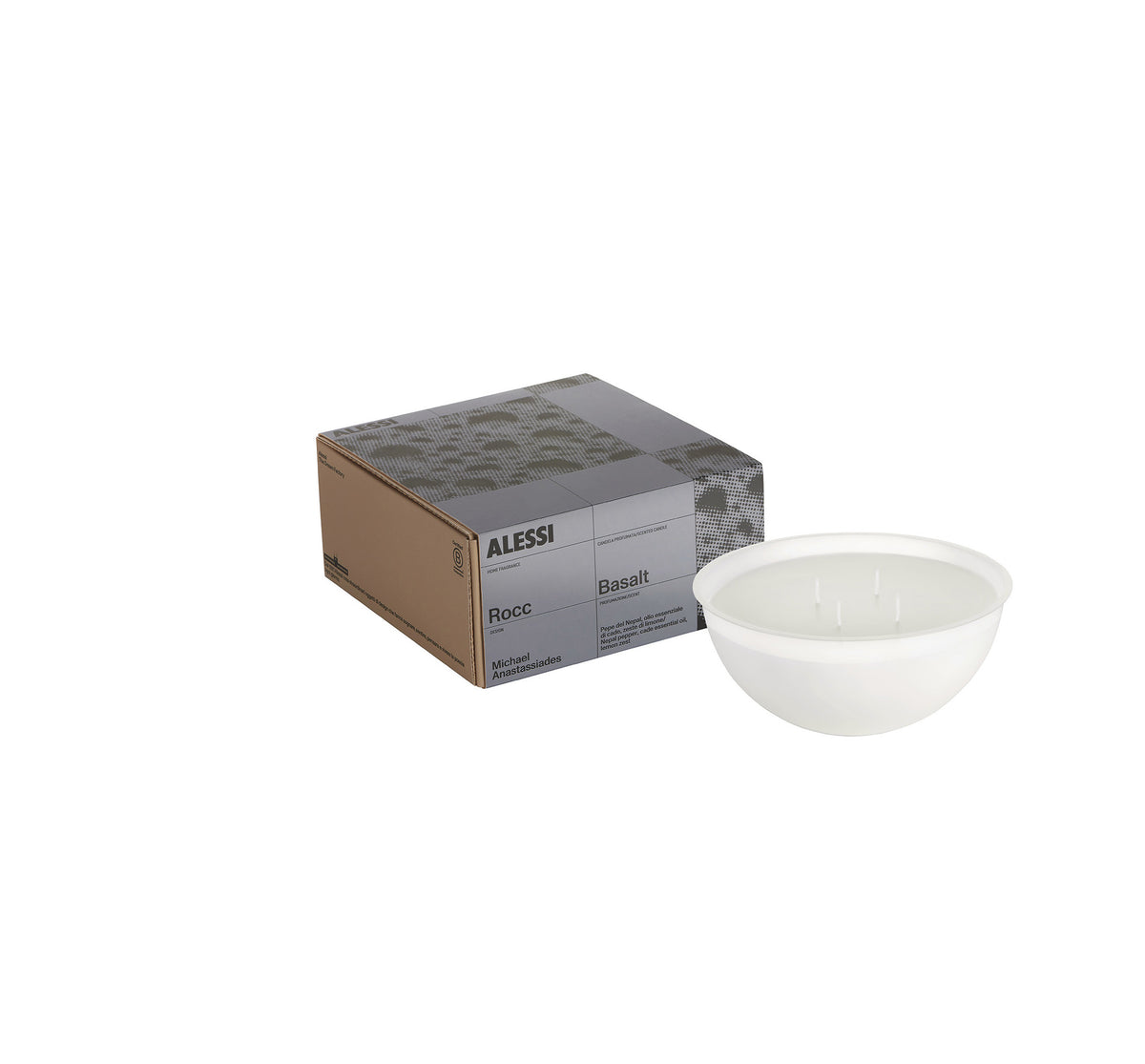 Alessi Rocc Basalt, losse geurkaars M in verpakking, vier lonten