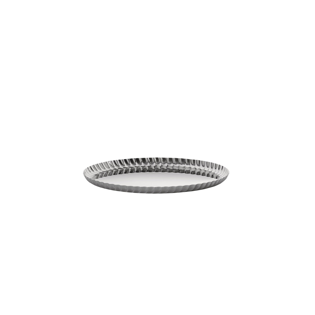 Alessi Pleats Round 23 tray, side view with low rim