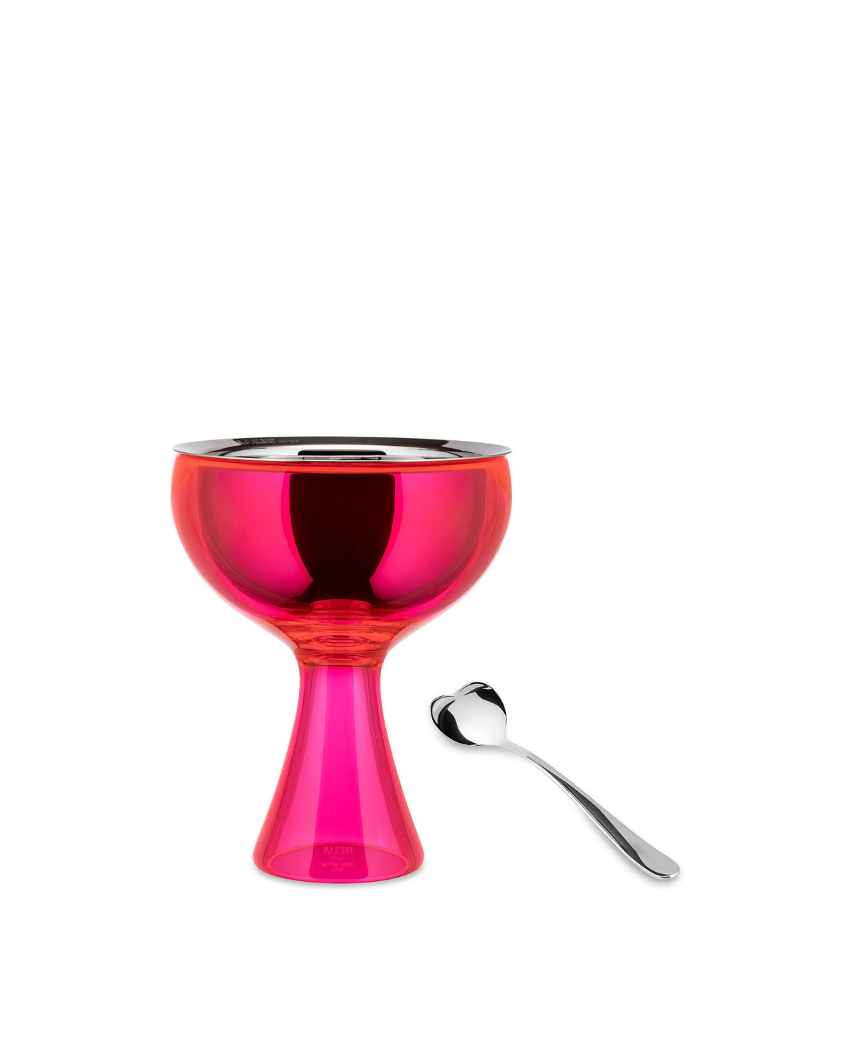 Big Love ijscoupe in fuchsia met uitneembaar rvs kommetje en hartlepel