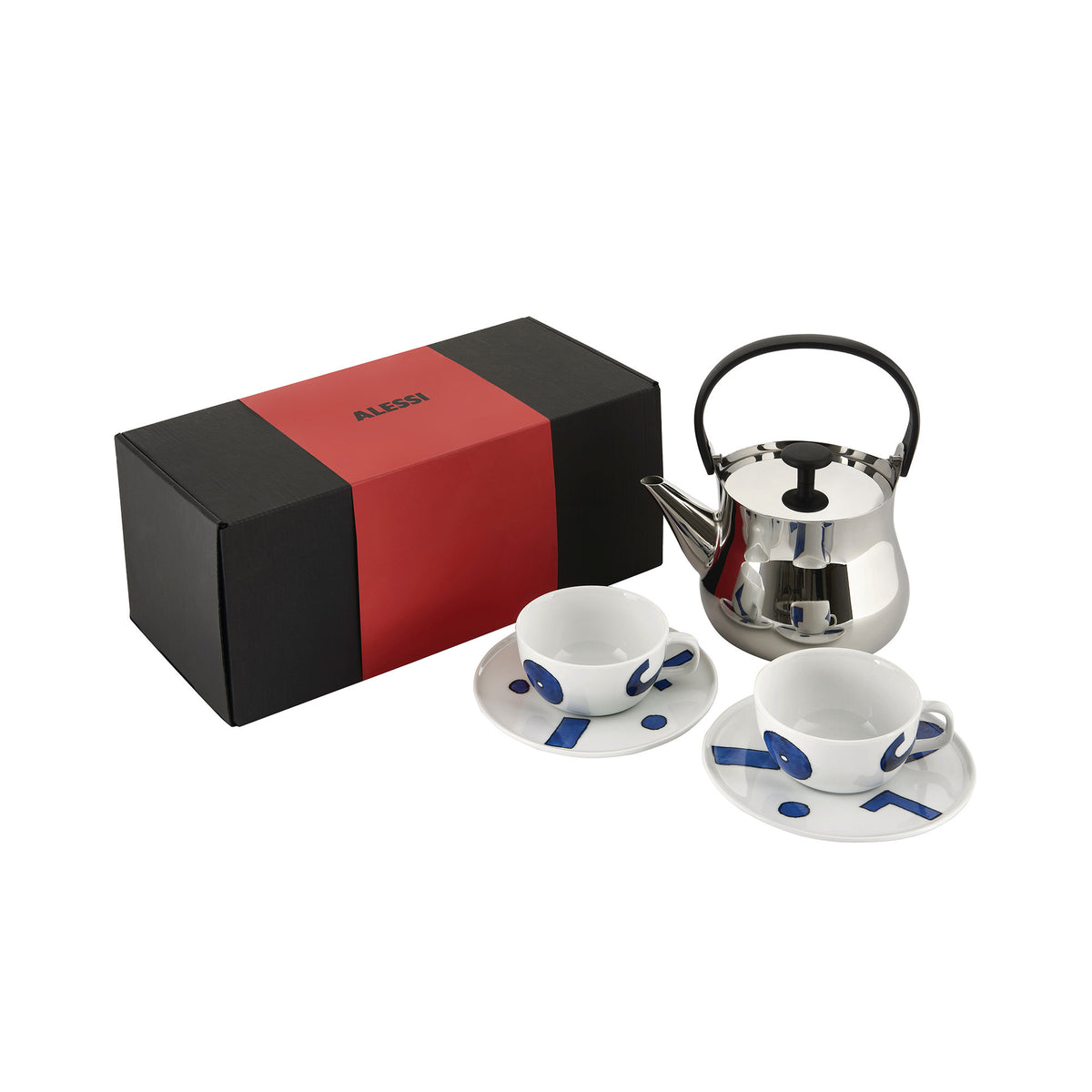 Giftset met theepot ITSUMO en twee theekop met schotel, decor yunoki, in geschenkverpakking.