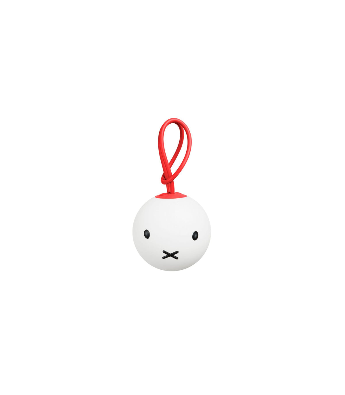 fatboy Bolleke lamp in wit met rood ophanglusje, uitgeschakeld
