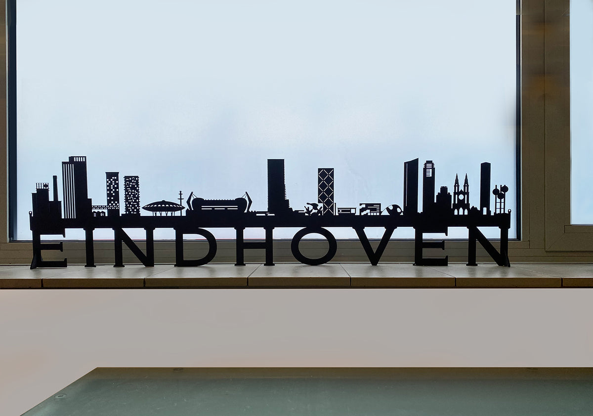 Side view of the black wooden Eindhoven skyline, new edition