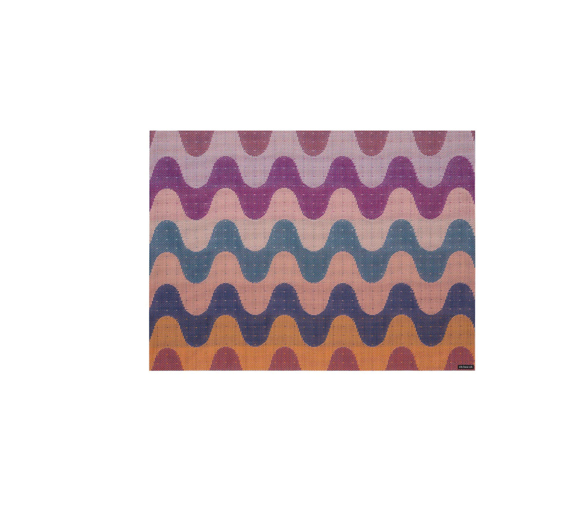 Mooie placemat van Sandy Chilewich in roze, oranje en blauwe golvende motieven