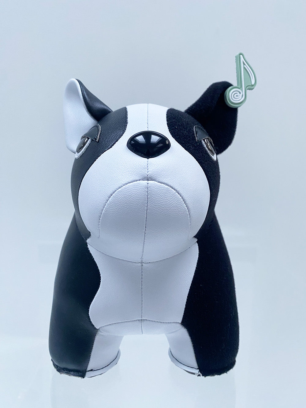 Front view French Bulldog bookend in black and white, design by Glob. Design
