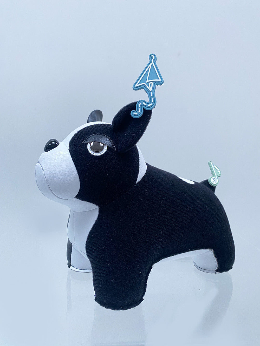 French Bulldog bookend, side view, black low platform for velcro decorations