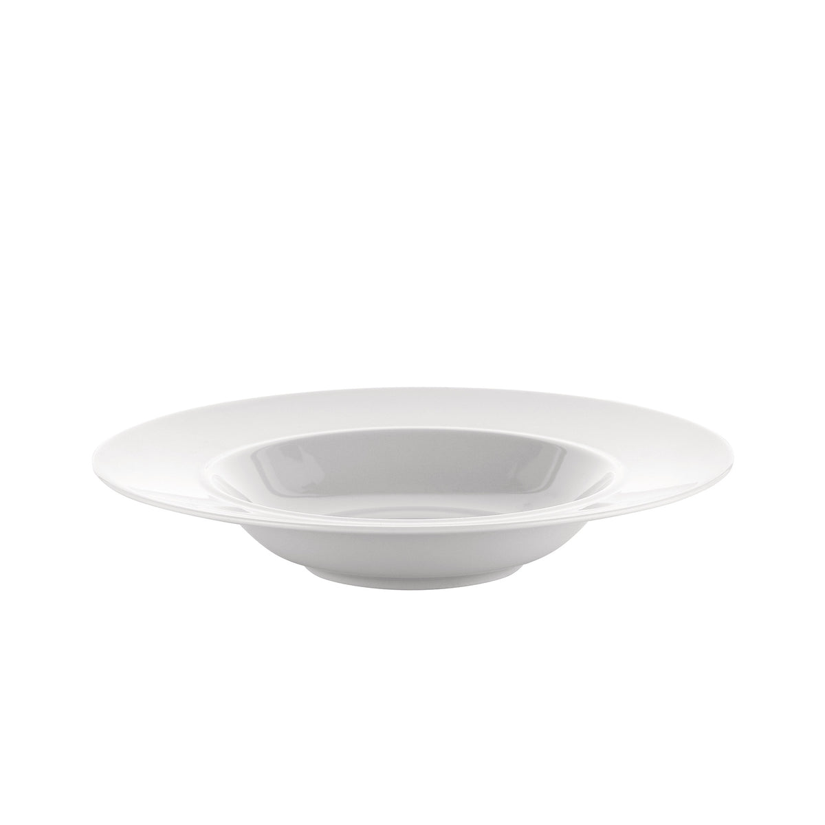 Diep bord Alessi La Bella Tavola, wit porselein met brede manchet, zijaanzicht