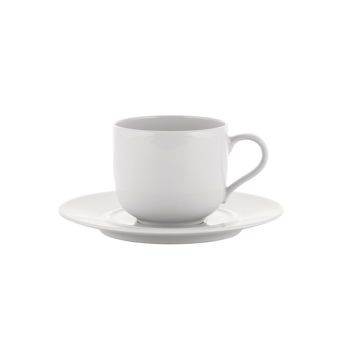 Koffiekop La Bella Tavola met bijpassend schotel, witte porseleinen uitvoering