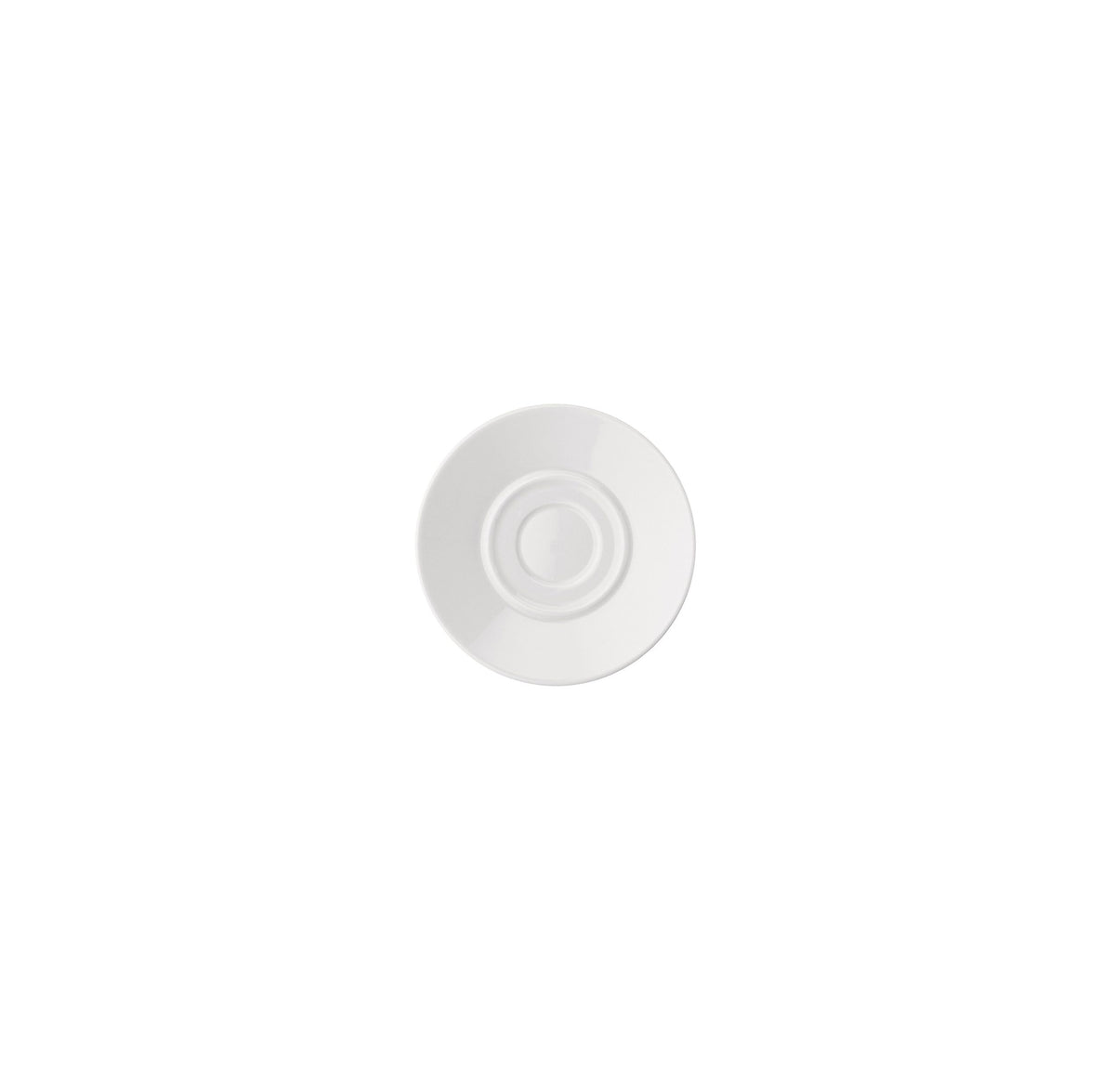 Alessi Bella Tavola espresso schotel, witte schotel met brede manchet, bovenaanzicht