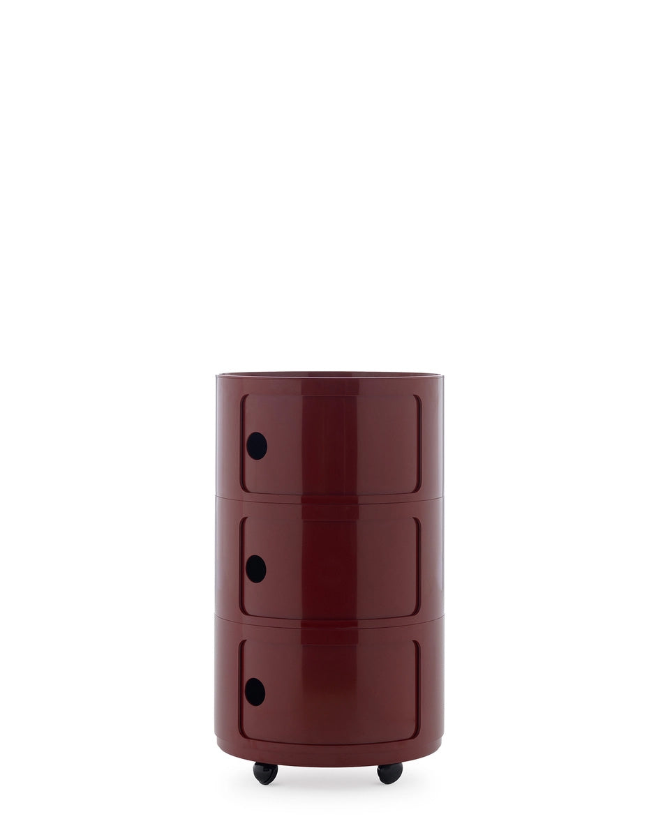 Kartell Componibili New Big-3 cabinet in Bordeaux, with wheels