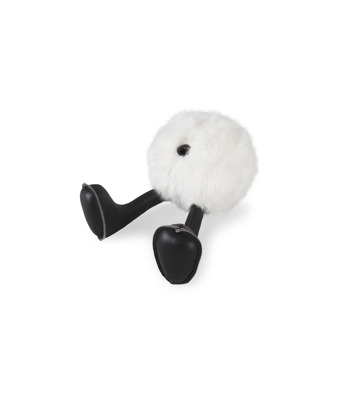 Zuny Nyra paperweight, wit pluche bolvorm op zwarte poten met klittenband
