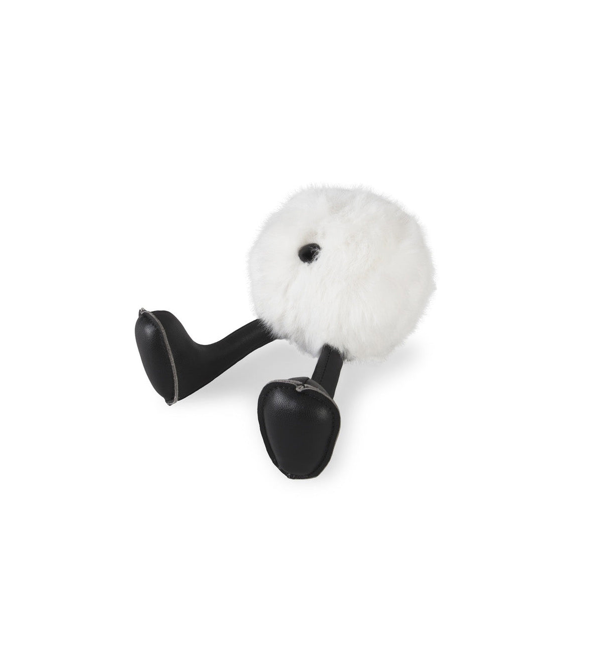 Zuny Nyra paperweight, wit pluche bolvorm op zwarte poten met klittenband