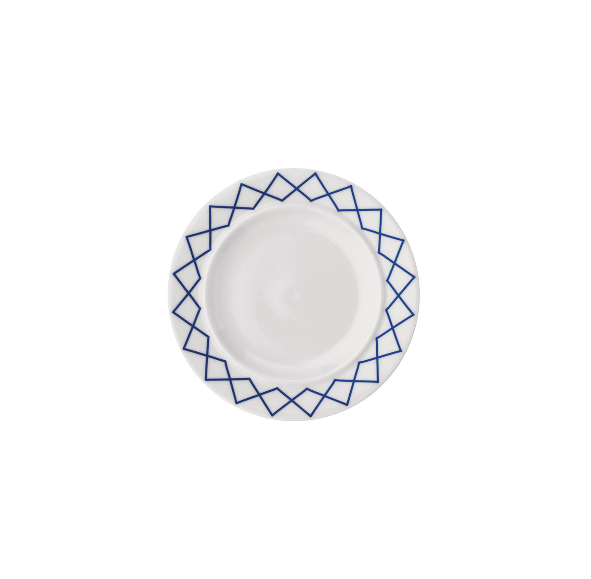 Alessi My Beautiful China dessertbord, bovenaanzicht met witte porseleinen rand