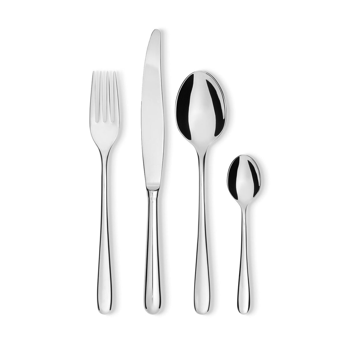 Alessi Caccia holheft tafelcouvert, ontwerp Luigi Caccia Dominioni, met bord en glas, andere kant